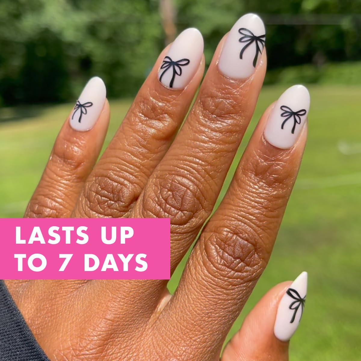 imageOlive ampamp June Classic Super Stick Mani Press On Nails Short Round No Glue Needed 32 Tab Nails in 16 Sizes NonToxic Tabs Easy OnOff NonDamaging Realest Look 7Day Wear Rink Pastel BlueDainty Bows