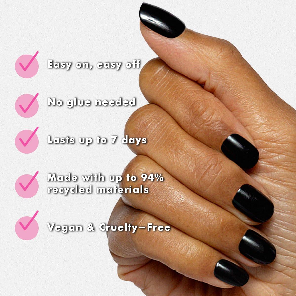 imageOlive ampamp June Classic Super Stick Mani Press On Nails Short Round No Glue Needed 32 Tab Nails in 16 Sizes NonToxic Tabs Easy OnOff NonDamaging Realest Look 7Day Wear Rink Pastel BlueCateye