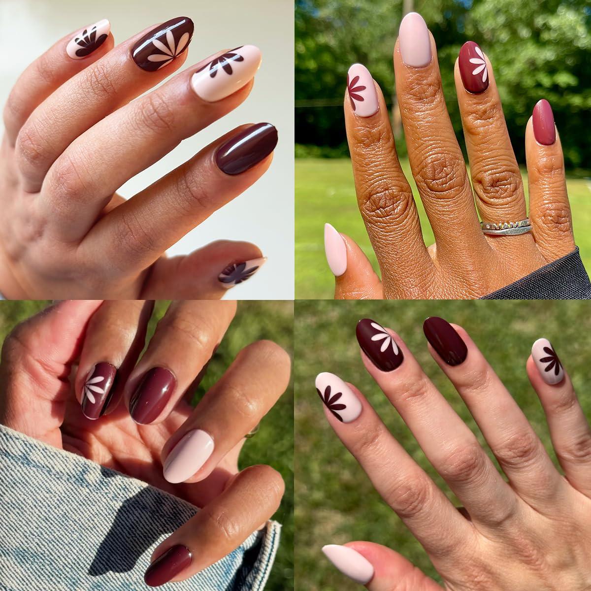 imageOlive ampamp June Classic Super Stick Mani Press On Nails Short Round No Glue Needed 32 Tab Nails in 16 Sizes NonToxic Tabs Easy OnOff NonDamaging Realest Look 7Day Wear Rink Pastel BlueBig Duo Toned Flowers