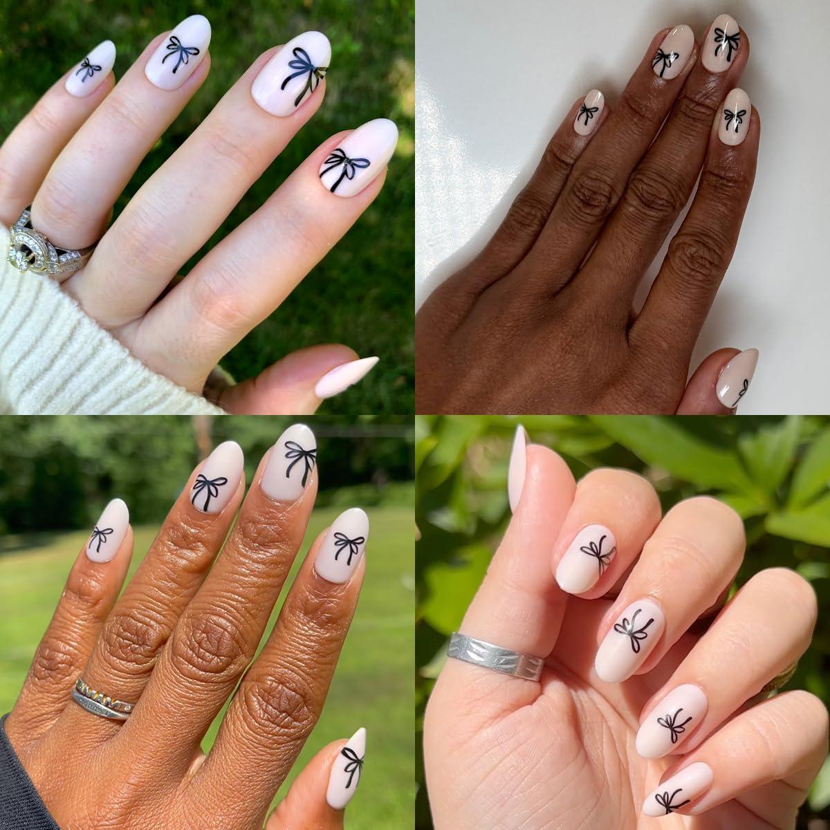 imageOlive ampamp June Classic Super Stick Mani Press On Nails Short Round No Glue Needed 32 Tab Nails in 16 Sizes NonToxic Tabs Easy OnOff NonDamaging Realest Look 7Day Wear Rink Pastel BlueDainty Bows