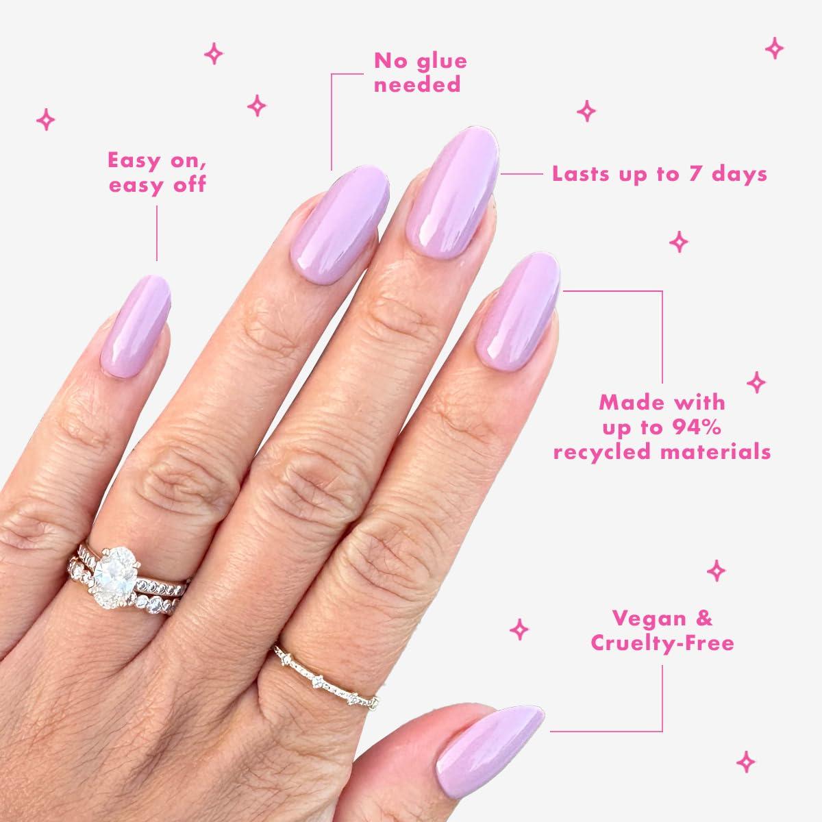 imageOlive ampamp June Classic Super Stick Mani Press On Nails Short Round No Glue Needed 32 Tab Nails in 16 Sizes NonToxic Tabs Easy OnOff NonDamaging Realest Look 7Day Wear Rink Pastel BluePrairie
