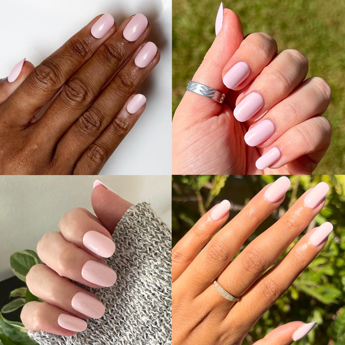 imageOlive ampamp June Classic Super Stick Mani Press On Nails Short Round No Glue Needed 32 Tab Nails in 16 Sizes NonToxic Tabs Easy OnOff NonDamaging Realest Look 7Day Wear Rink Pastel BlueGelato