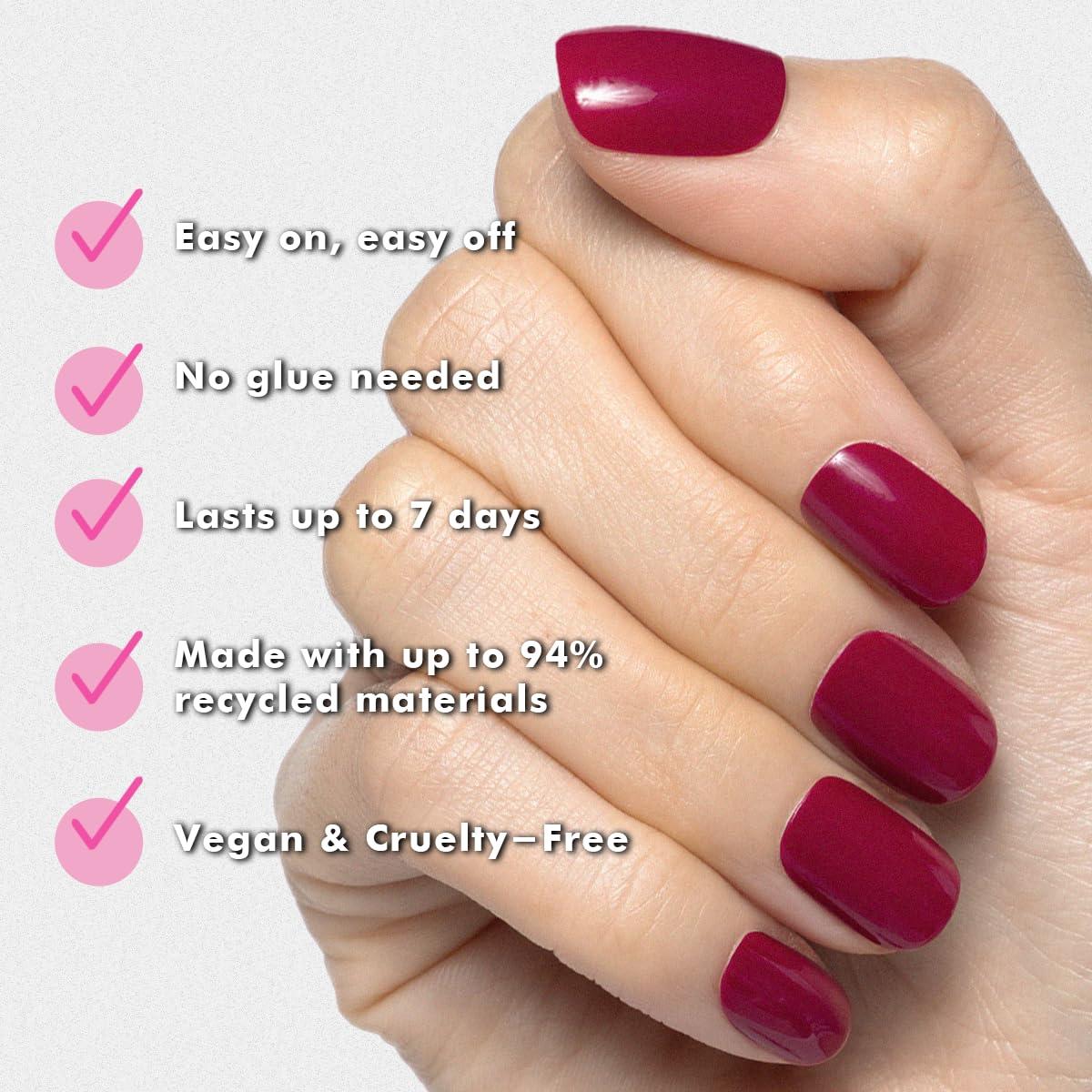 imageOlive ampamp June Classic Super Stick Mani Press On Nails Short Round No Glue Needed 32 Tab Nails in 16 Sizes NonToxic Tabs Easy OnOff NonDamaging Realest Look 7Day Wear Rink Pastel BlueMulberry