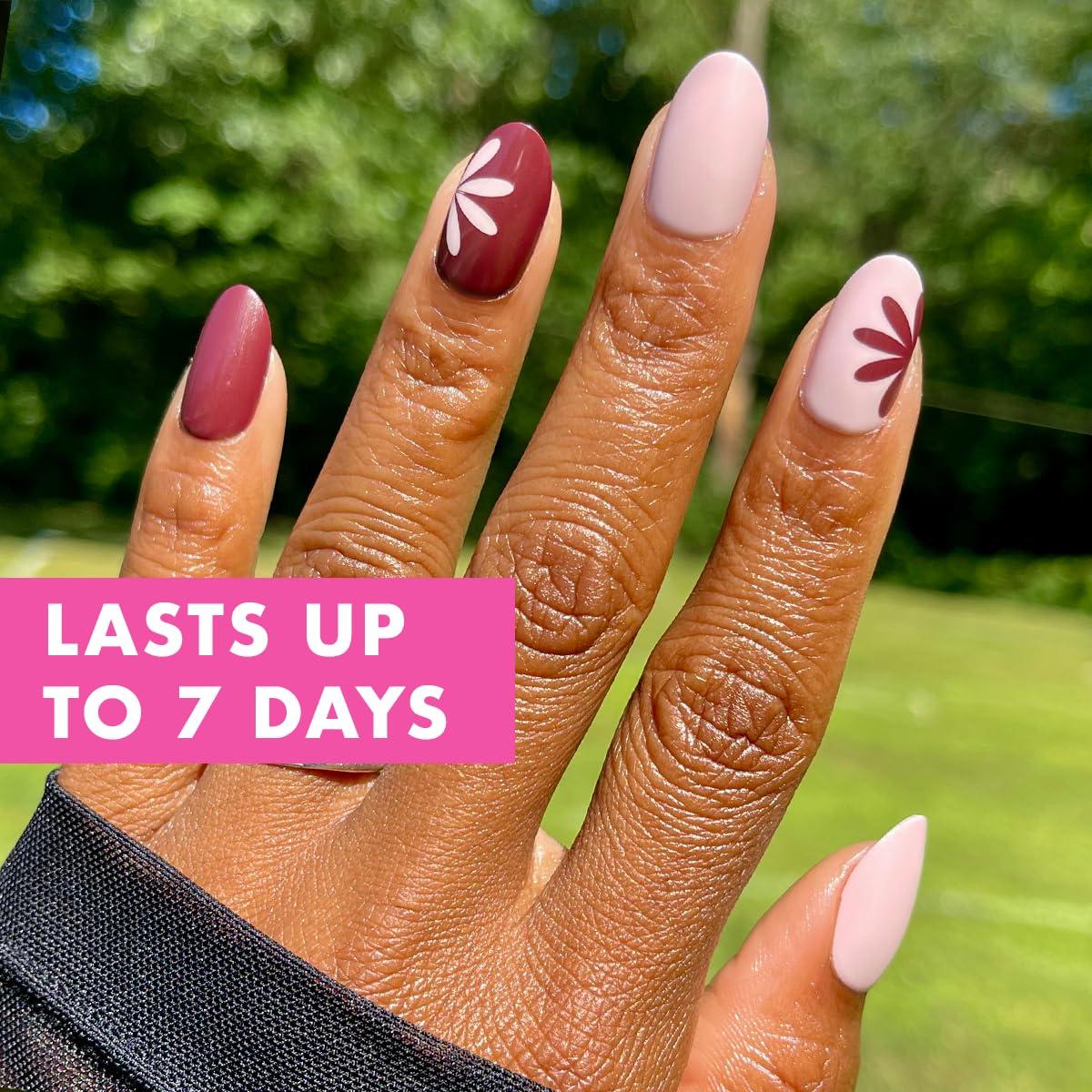 imageOlive ampamp June Classic Super Stick Mani Press On Nails Short Round No Glue Needed 32 Tab Nails in 16 Sizes NonToxic Tabs Easy OnOff NonDamaging Realest Look 7Day Wear Rink Pastel BlueBig Duo Toned Flowers