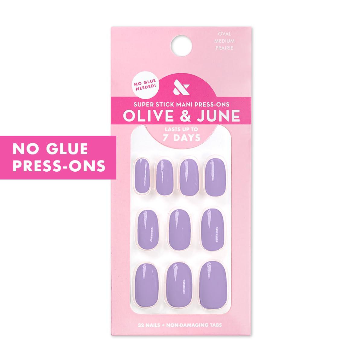 imageOlive ampamp June Classic Super Stick Mani Press On Nails Short Round No Glue Needed 32 Tab Nails in 16 Sizes NonToxic Tabs Easy OnOff NonDamaging Realest Look 7Day Wear Rink Pastel BluePrairie