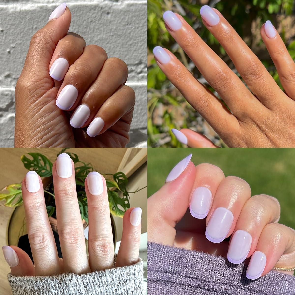 imageOlive ampamp June Classic Super Stick Mani Press On Nails Short Round No Glue Needed 32 Tab Nails in 16 Sizes NonToxic Tabs Easy OnOff NonDamaging Realest Look 7Day Wear Rink Pastel BlueTonal Lavender French