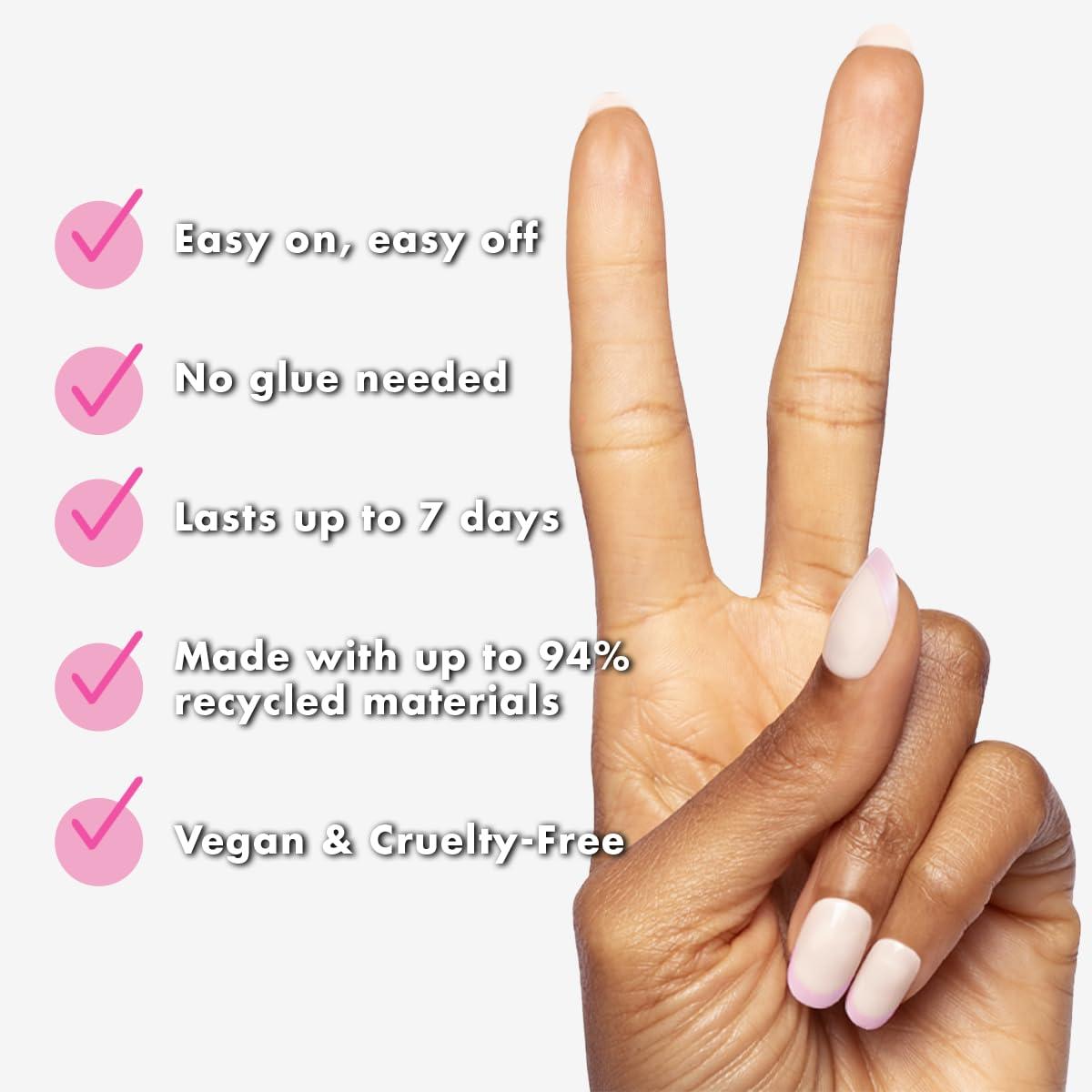 imageOlive ampamp June Effects Super Stick Mani Press On Nails Extra Short Squoval No Glue Needed 32 Tab Nails in 16 Sizes NonToxic Tabs Easy OnOff NonDamaging Real Look 7Day Wear Fairy VelvetGlazed French