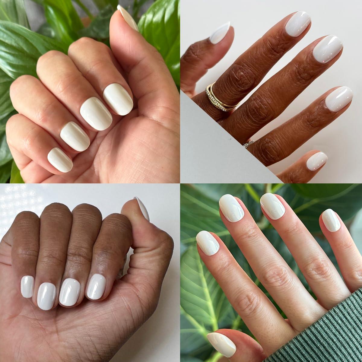 imageOlive ampamp June Effects Super Stick Mani Press On Nails Extra Short Squoval No Glue Needed 32 Tab Nails in 16 Sizes NonToxic Tabs Easy OnOff NonDamaging Real Look 7Day Wear Fairy VelvetCloud Chrome
