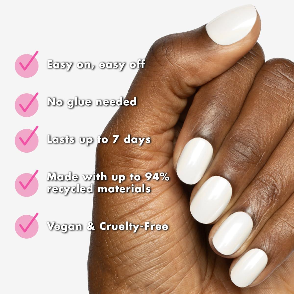 imageOlive ampamp June Effects Super Stick Mani Press On Nails Extra Short Squoval No Glue Needed 32 Tab Nails in 16 Sizes NonToxic Tabs Easy OnOff NonDamaging Real Look 7Day Wear Fairy VelvetCloud Chrome