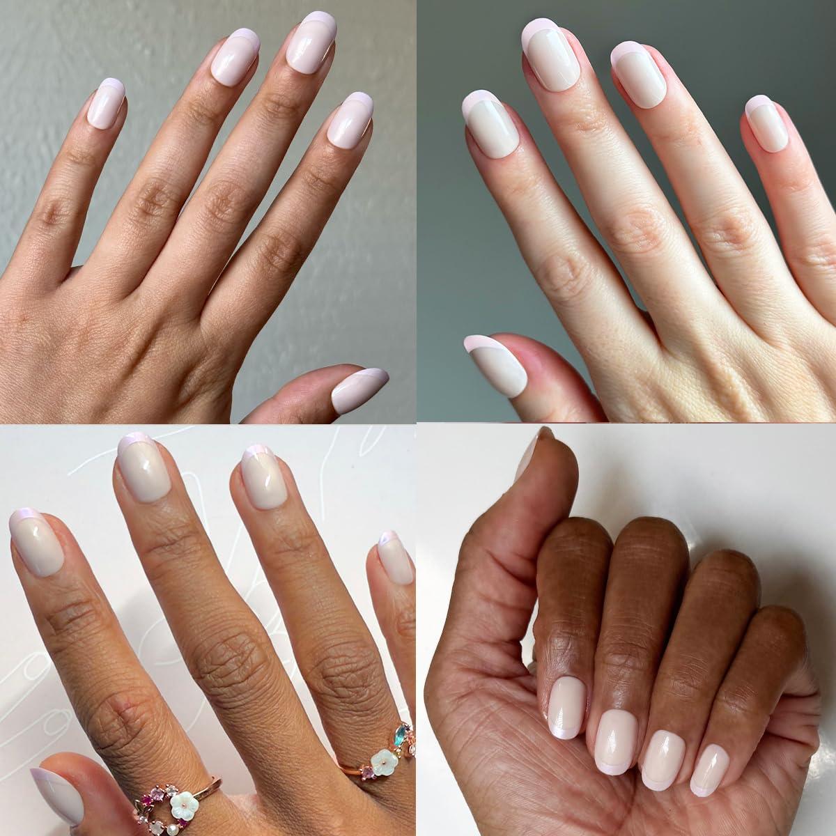 imageOlive ampamp June Effects Super Stick Mani Press On Nails Extra Short Squoval No Glue Needed 32 Tab Nails in 16 Sizes NonToxic Tabs Easy OnOff NonDamaging Real Look 7Day Wear Fairy VelvetGlazed French