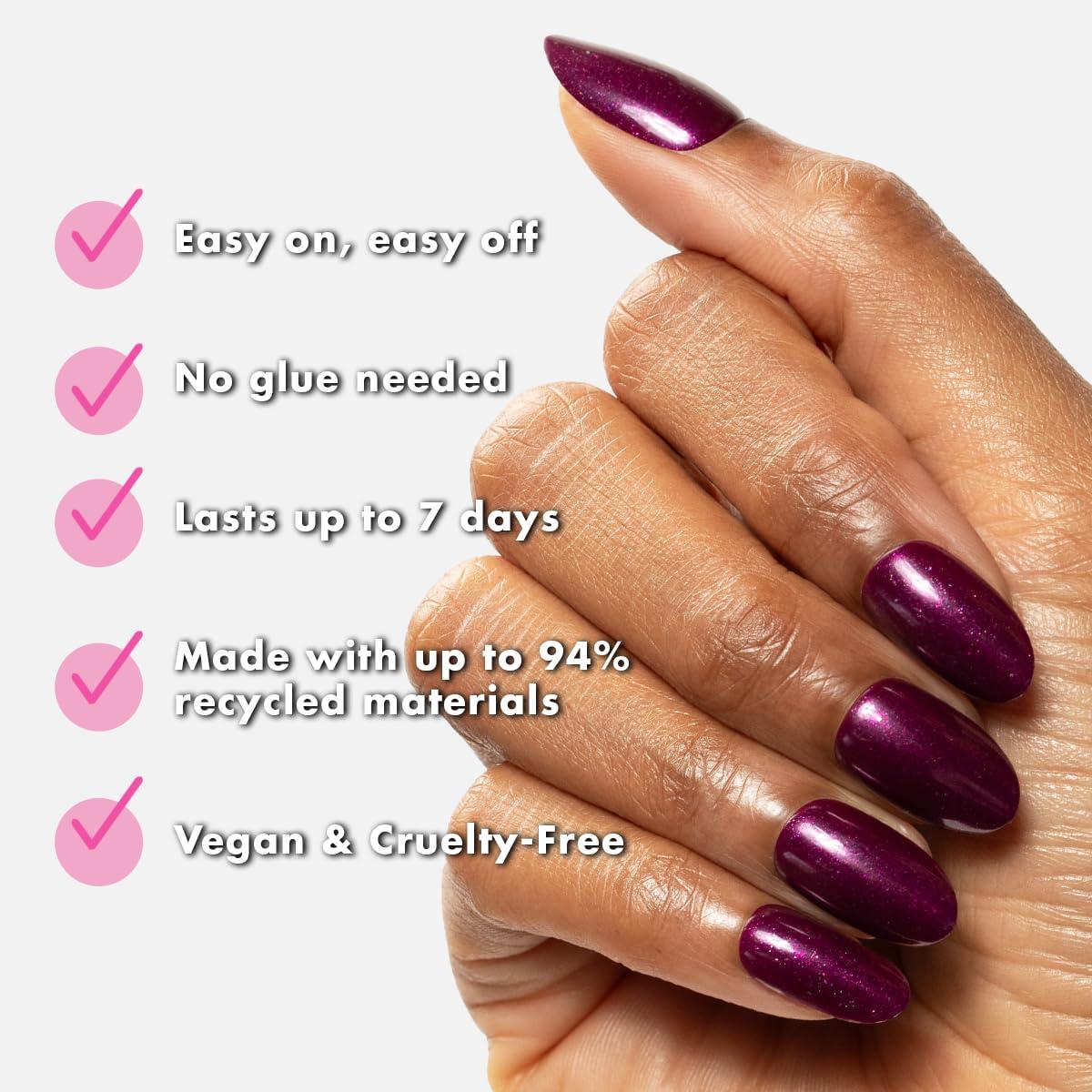 imageOlive ampamp June Effects Super Stick Mani Press On Nails Extra Short Squoval No Glue Needed 32 Tab Nails in 16 Sizes NonToxic Tabs Easy OnOff NonDamaging Real Look 7Day Wear Fairy VelvetPlaza Shimmer