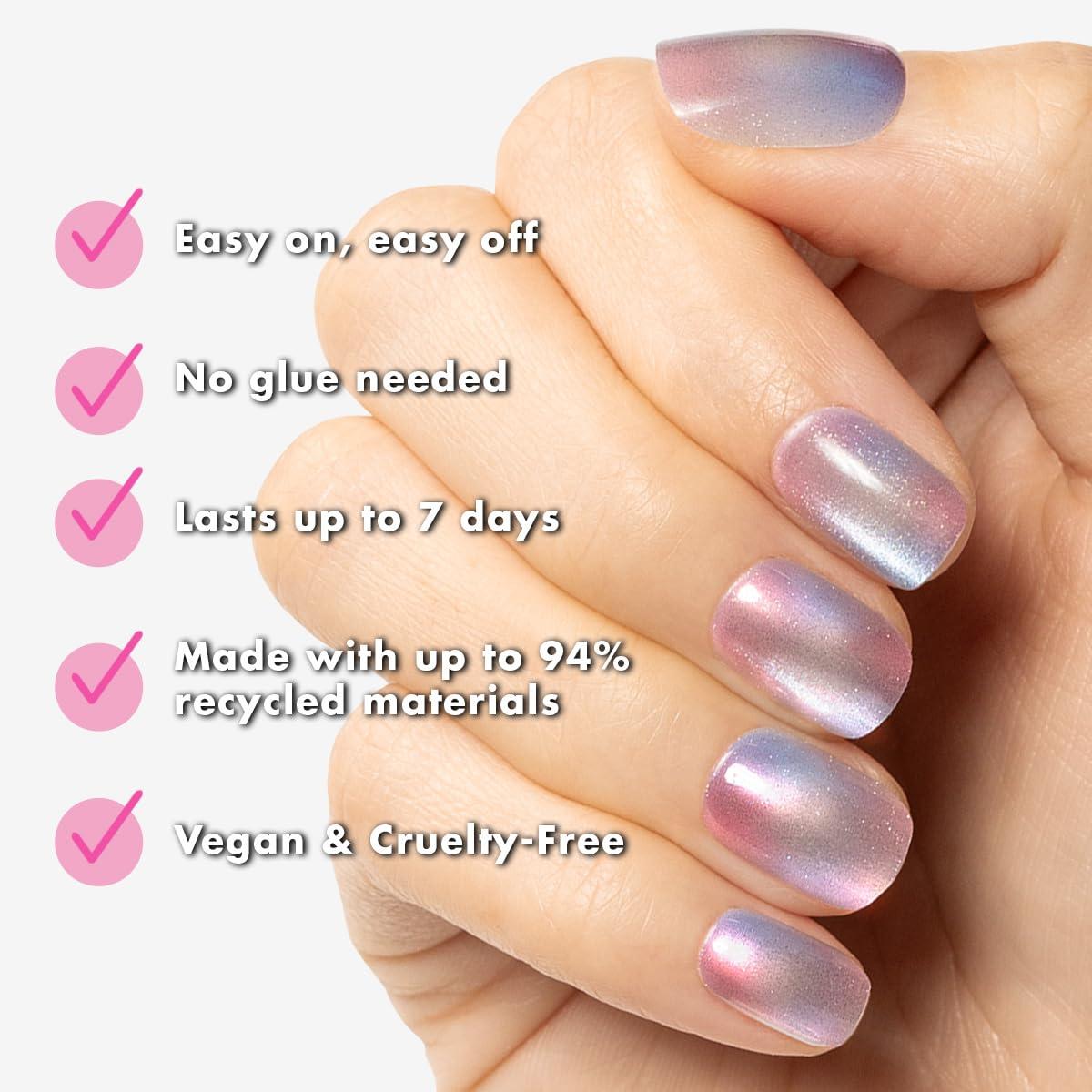 imageOlive ampamp June Effects Super Stick Mani Press On Nails Extra Short Squoval No Glue Needed 32 Tab Nails in 16 Sizes NonToxic Tabs Easy OnOff NonDamaging Real Look 7Day Wear Fairy VelvetFairy Velvet