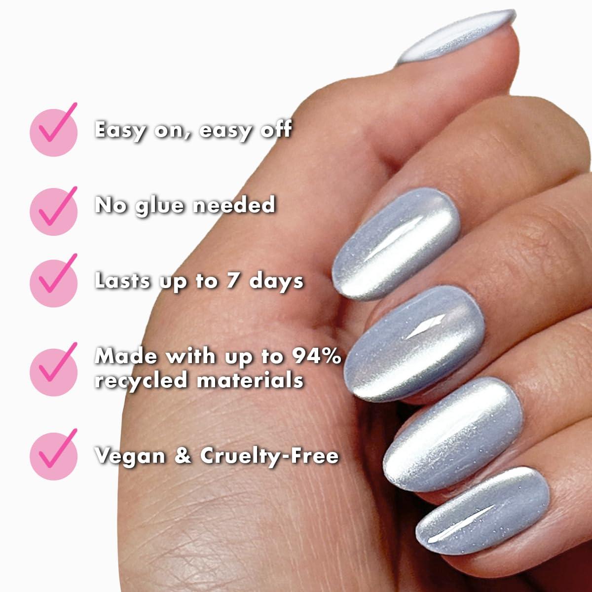 imageOlive ampamp June Effects Super Stick Mani Press On Nails Extra Short Squoval No Glue Needed 32 Tab Nails in 16 Sizes NonToxic Tabs Easy OnOff NonDamaging Real Look 7Day Wear Fairy VelvetBP Velvet