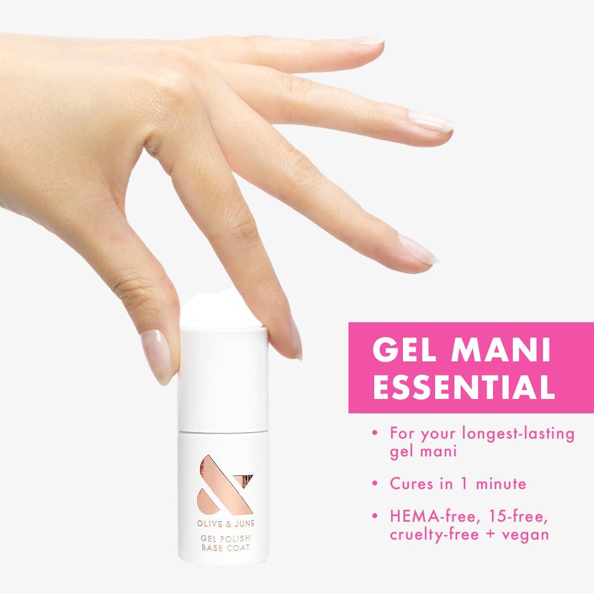 imageOlive ampamp June Gel Polish Base Coat UV LED Nail Lamp Needed Long Lasting Formula Up to 21 Days of Wear No Damage Removal SalonQuality Manicure Pedicure at Home Vegan HEMAFree CrueltyFree