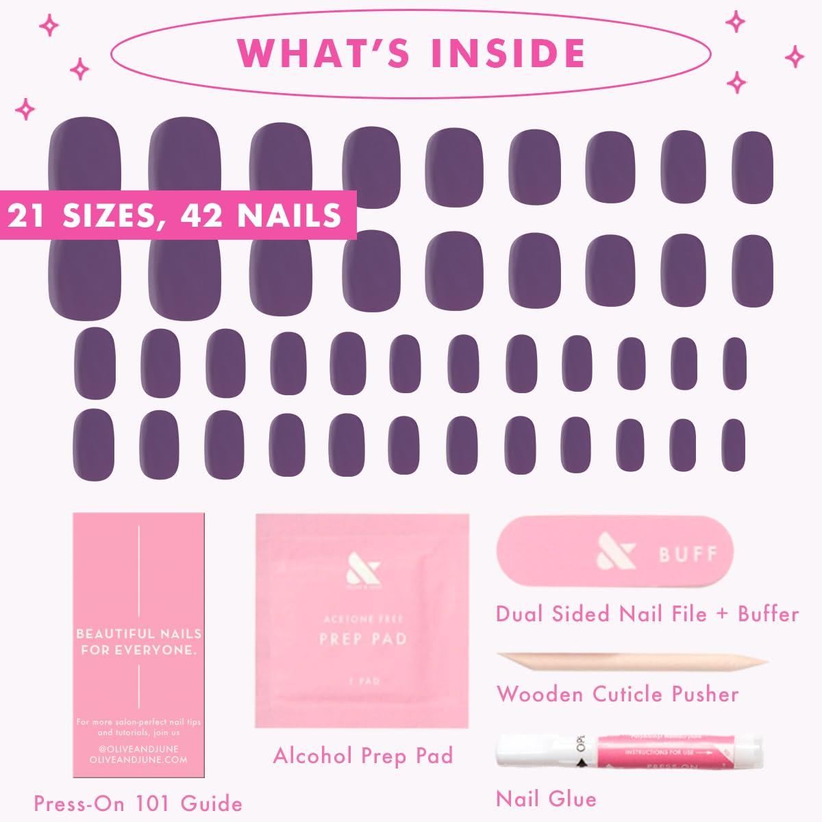 imageOlive ampamp June Instant Mani Press On Nails Glue 42 Fake Nails 21 Sizes NonToxic LongLasting Recycled Materials Realistic LookArt Class