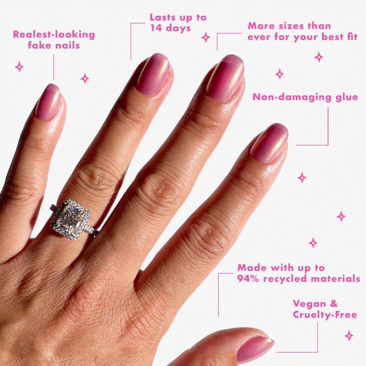 imageOlive ampamp June Instant Mani Press On Nails Glue 42 Fake Nails 21 Sizes NonToxic LongLasting Recycled Materials Realistic LookBaby Starfish