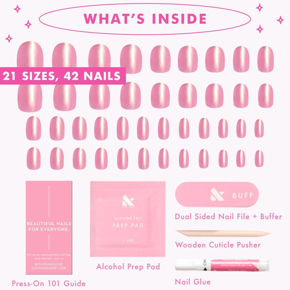 imageOlive ampamp June Instant Mani Press On Nails Glue 42 Fake Nails 21 Sizes NonToxic LongLasting Recycled Materials Realistic LookBaby Starfish