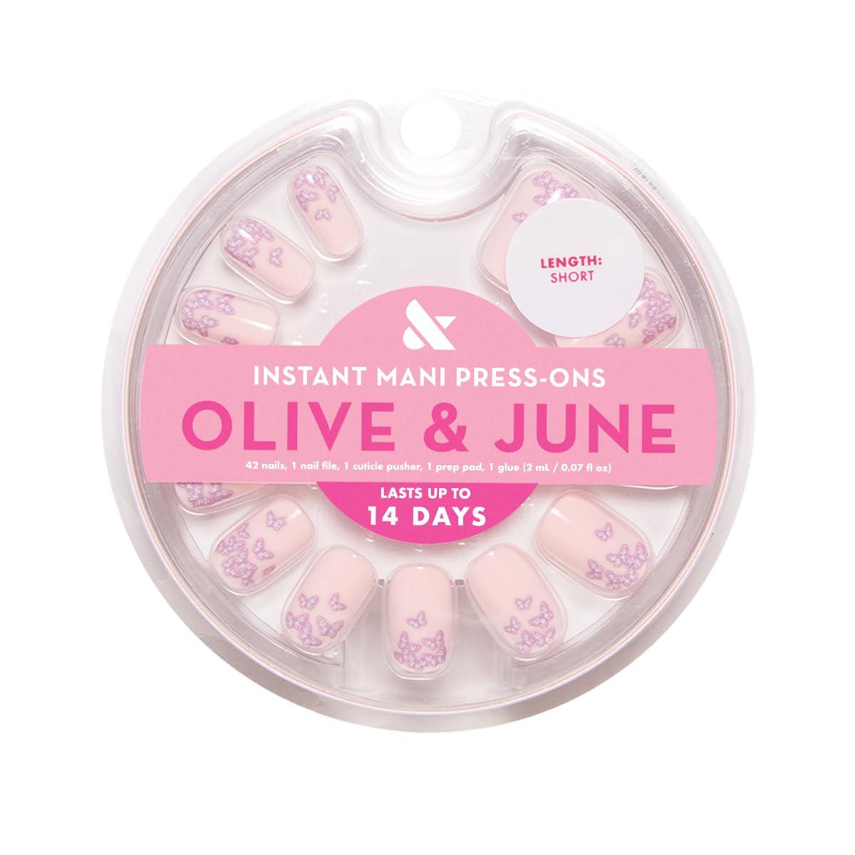 imageOlive ampamp June Instant Mani Press On Nails Glue 42 Fake Nails 21 Sizes NonToxic LongLasting Recycled Materials Realistic LookButterfly Ombre