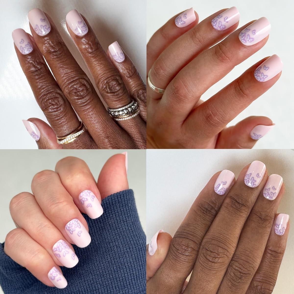 imageOlive ampamp June Instant Mani Press On Nails Glue 42 Fake Nails 21 Sizes NonToxic LongLasting Recycled Materials Realistic LookButterfly Ombre