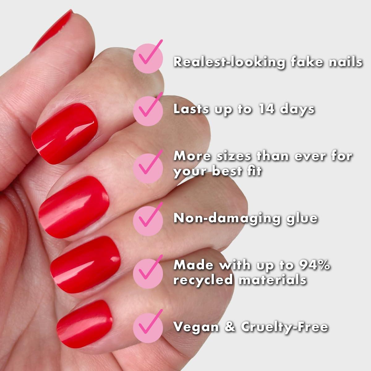 imageOlive ampamp June Instant Mani Press On Nails Glue 42 Fake Nails 21 Sizes NonToxic LongLasting Recycled Materials Realistic LookCV