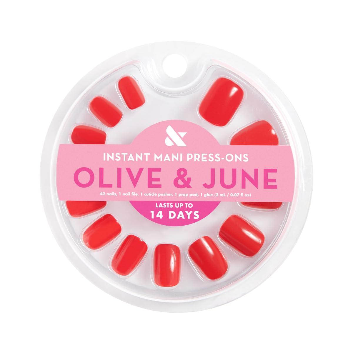 imageOlive ampamp June Instant Mani Press On Nails Glue 42 Fake Nails 21 Sizes NonToxic LongLasting Recycled Materials Realistic LookCV