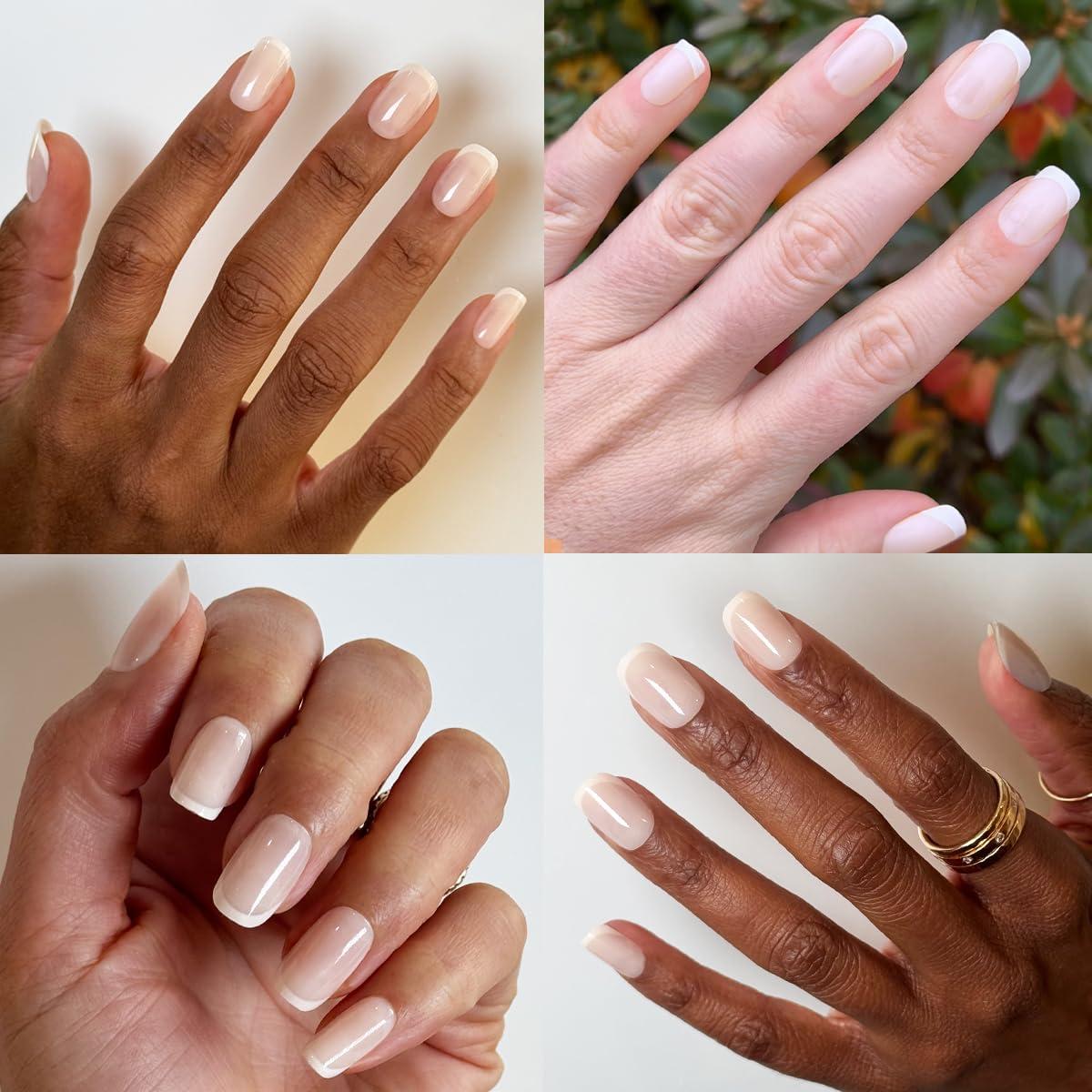 imageOlive ampamp June Instant Mani Press On Nails Glue 42 Fake Nails 21 Sizes NonToxic LongLasting Recycled Materials Realistic LookClassic French