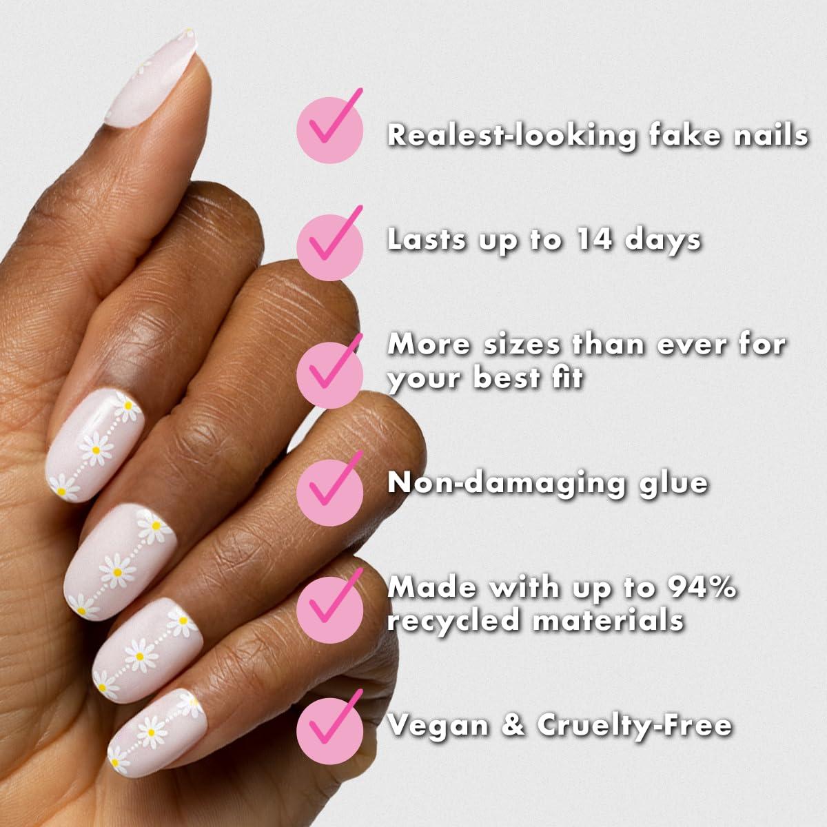 imageOlive ampamp June Instant Mani Press On Nails Glue 42 Fake Nails 21 Sizes NonToxic LongLasting Recycled Materials Realistic LookDaisy Chain