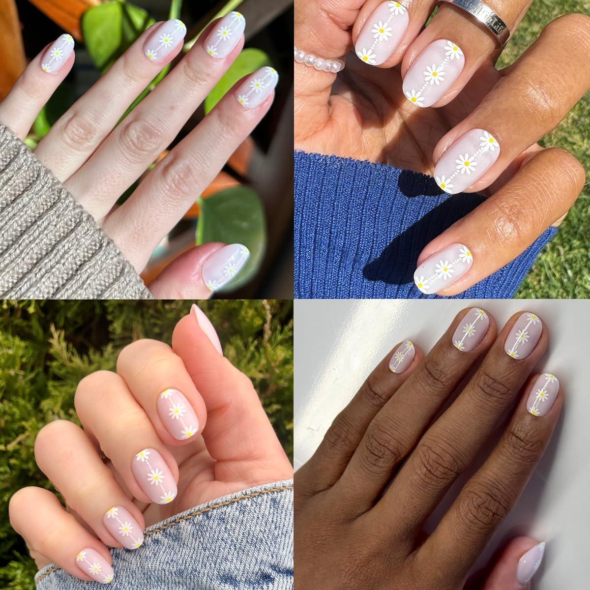 imageOlive ampamp June Instant Mani Press On Nails Glue 42 Fake Nails 21 Sizes NonToxic LongLasting Recycled Materials Realistic LookDaisy Chain