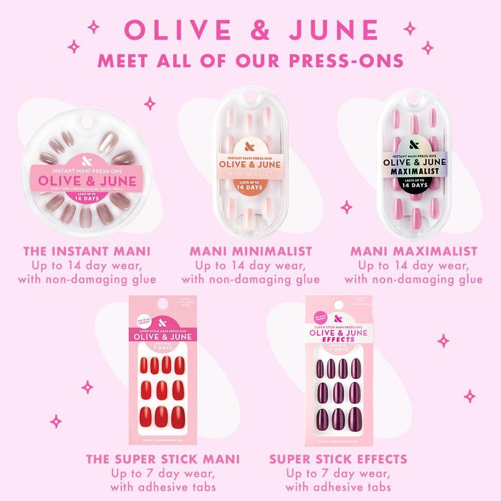 imageOlive ampamp June Instant Mani Press On Nails Glue 42 Fake Nails 21 Sizes NonToxic LongLasting Recycled Materials Realistic LookDaisy Dance