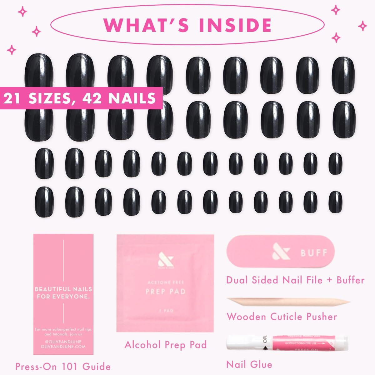 imageOlive ampamp June Instant Mani Press On Nails Glue 42 Fake Nails 21 Sizes NonToxic LongLasting Recycled Materials Realistic LookEM