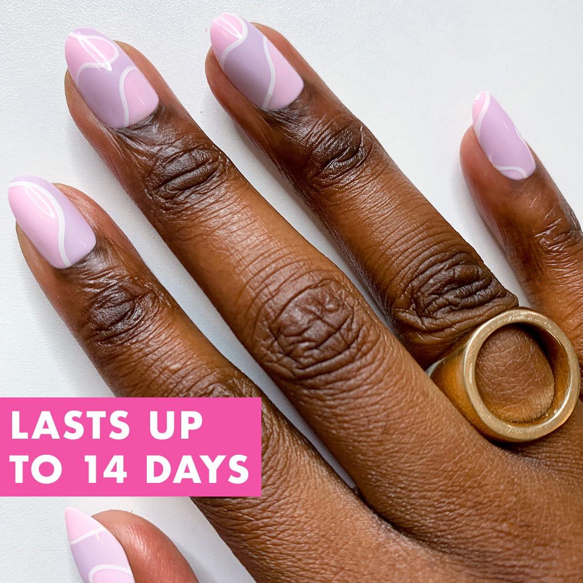 imageOlive ampamp June Instant Mani Press On Nails Glue 42 Fake Nails 21 Sizes NonToxic LongLasting Recycled Materials Realistic LookGroovy Swirl