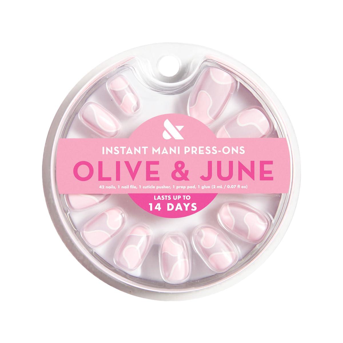 imageOlive ampamp June Instant Mani Press On Nails Glue 42 Fake Nails 21 Sizes NonToxic LongLasting Recycled Materials Realistic LookGroovy Swirl