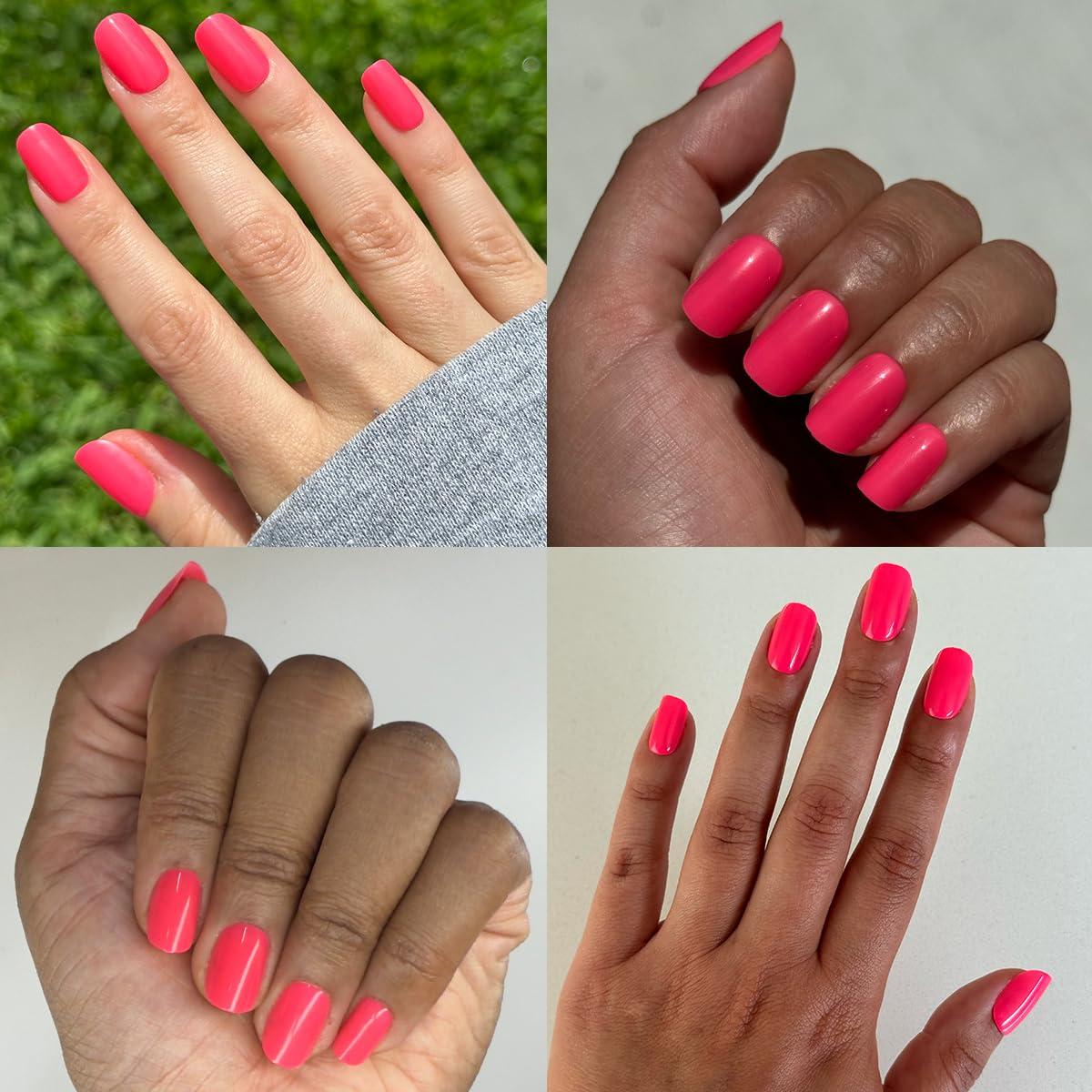 imageOlive ampamp June Instant Mani Press On Nails Glue 42 Fake Nails 21 Sizes NonToxic LongLasting Recycled Materials Realistic LookHot Strawberry