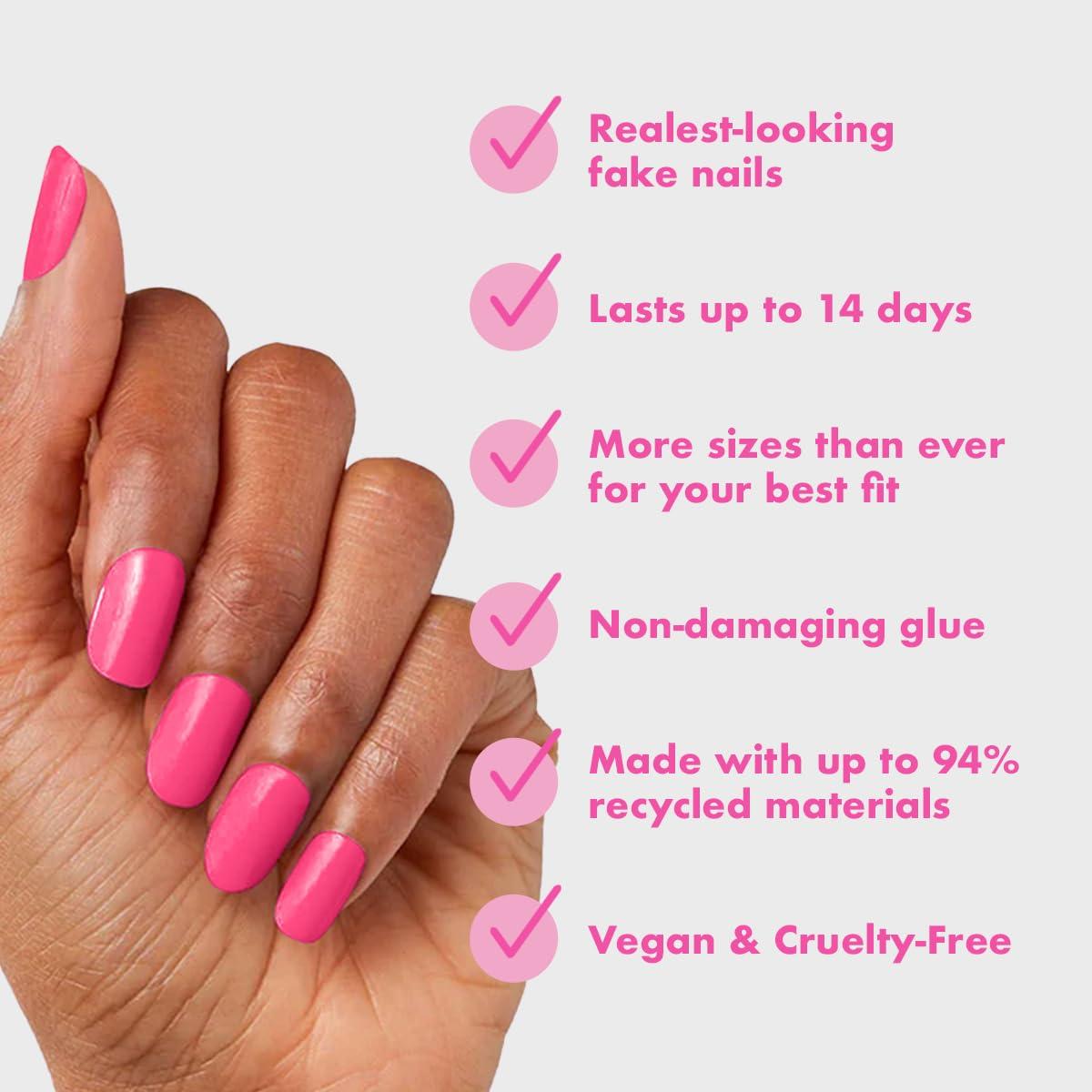 imageOlive ampamp June Instant Mani Press On Nails Glue 42 Fake Nails 21 Sizes NonToxic LongLasting Recycled Materials Realistic LookHot Strawberry
