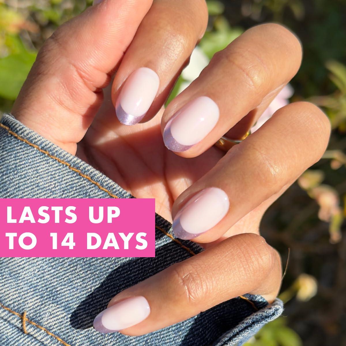 imageOlive ampamp June Instant Mani Press On Nails Glue 42 Fake Nails 21 Sizes NonToxic LongLasting Recycled Materials Realistic LookMetallic French Lilac Shimmer