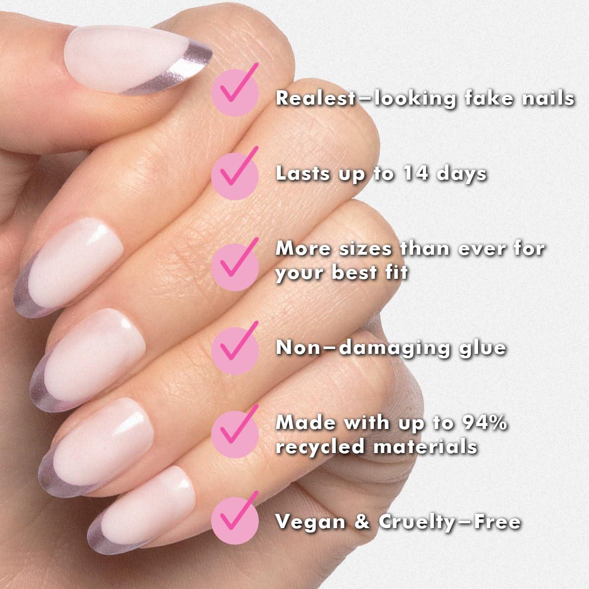 imageOlive ampamp June Instant Mani Press On Nails Glue 42 Fake Nails 21 Sizes NonToxic LongLasting Recycled Materials Realistic LookMetallic French Lilac Shimmer