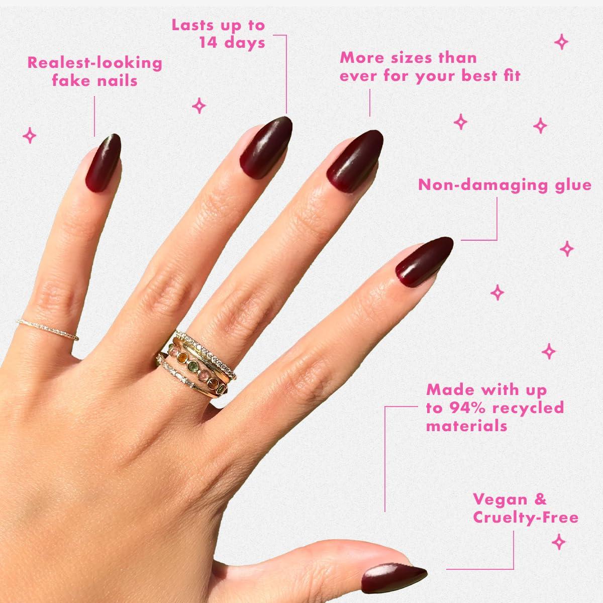 imageOlive ampamp June Instant Mani Press On Nails Glue 42 Fake Nails 21 Sizes NonToxic LongLasting Recycled Materials Realistic LookObsessed