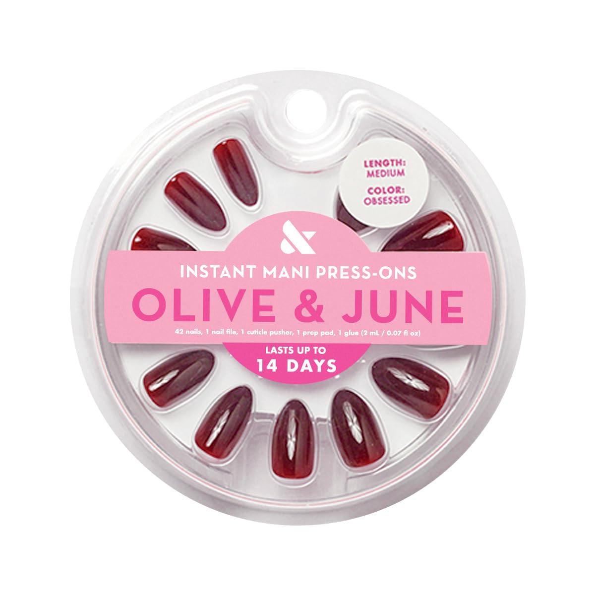 imageOlive ampamp June Instant Mani Press On Nails Glue 42 Fake Nails 21 Sizes NonToxic LongLasting Recycled Materials Realistic LookObsessed