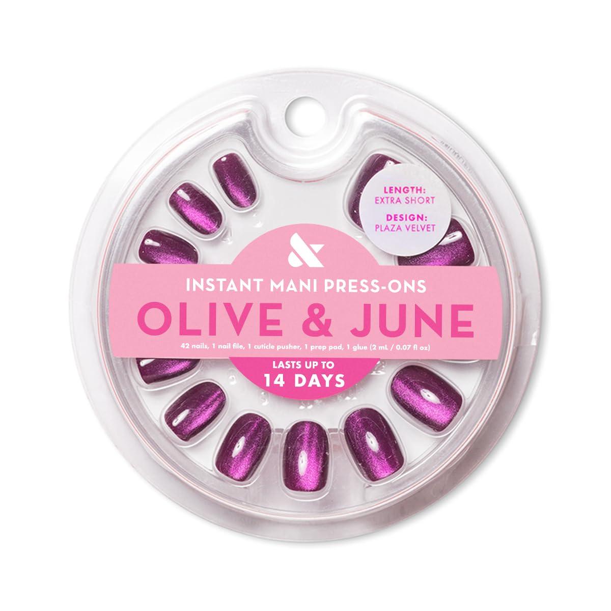 imageOlive ampamp June Instant Mani Press On Nails Glue 42 Fake Nails 21 Sizes NonToxic LongLasting Recycled Materials Realistic LookPlaza Velvet