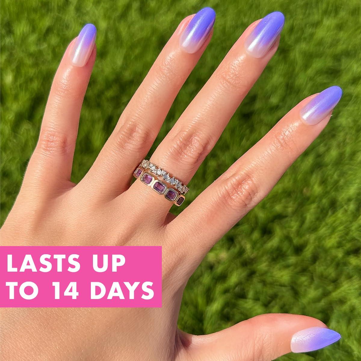 imageOlive ampamp June Instant Mani Press On Nails Glue 42 Fake Nails 21 Sizes NonToxic LongLasting Recycled Materials Realistic LookPurple Chrome Gradient