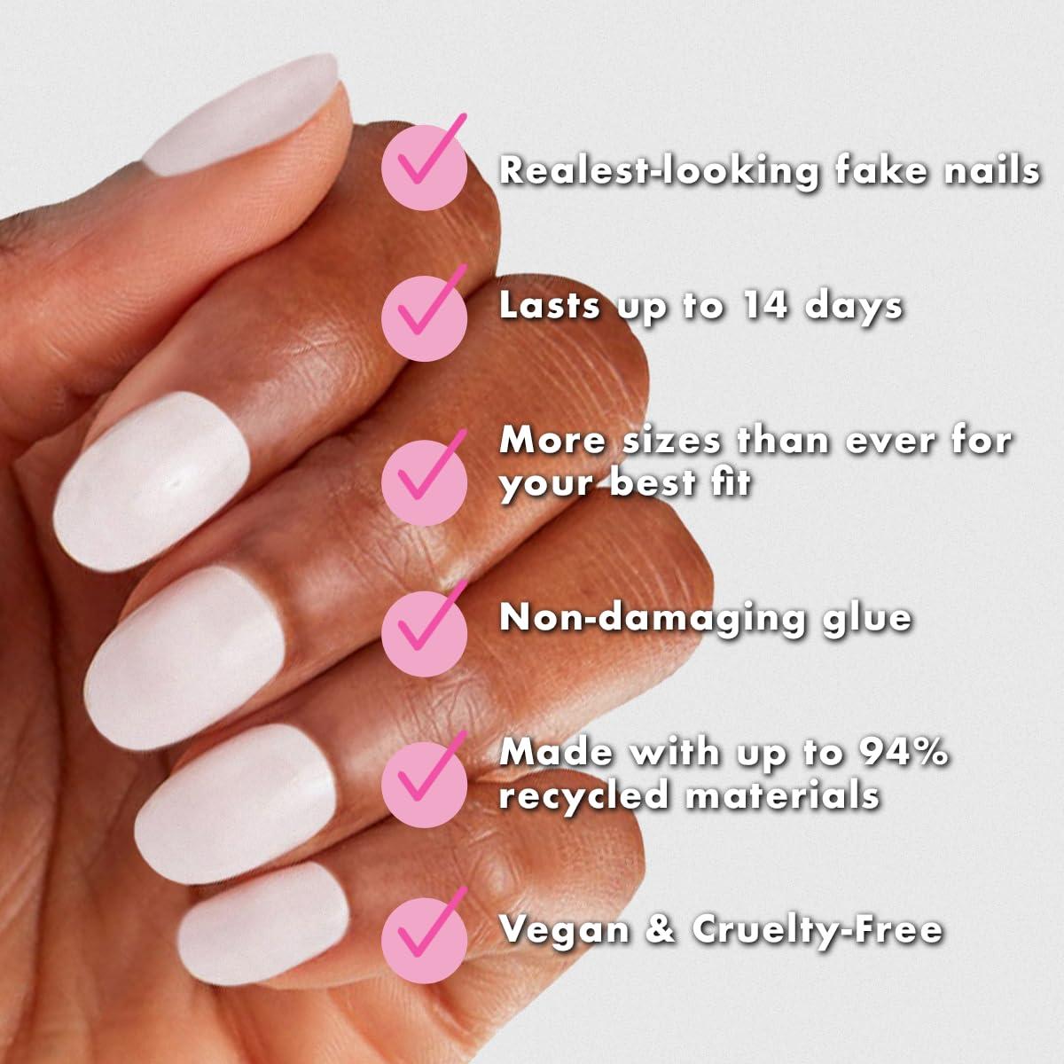 imageOlive ampamp June Instant Mani Press On Nails Glue 42 Fake Nails 21 Sizes NonToxic LongLasting Recycled Materials Realistic LookStrawberry Scone