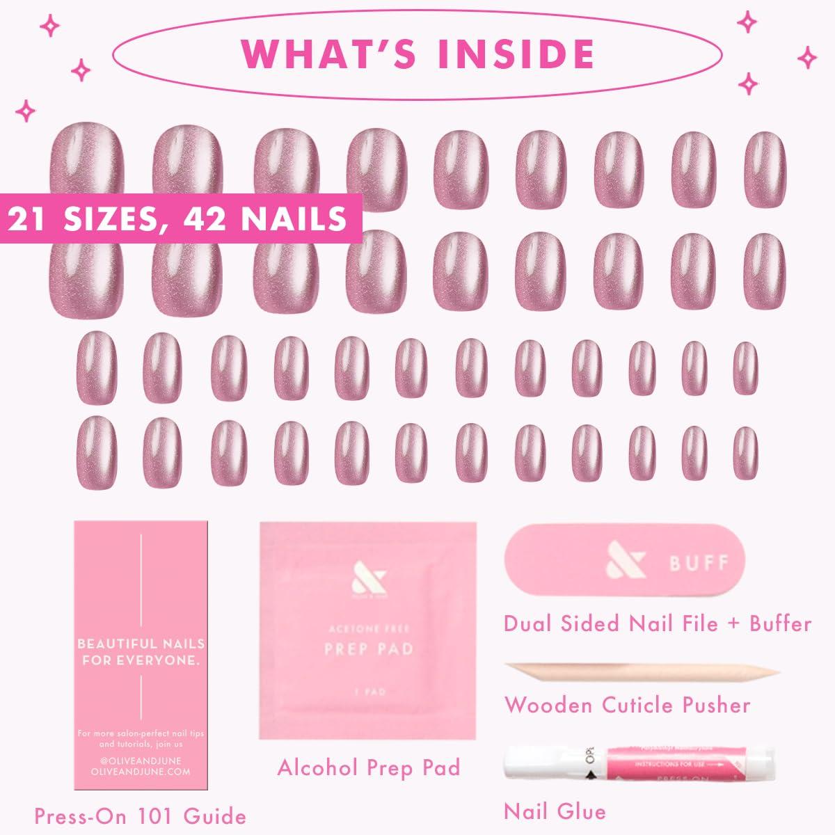 imageOlive ampamp June Instant Mani Press On Nails Glue 42 Fake Nails 21 Sizes NonToxic LongLasting Recycled Materials Realistic LookWorld Lit Velvet