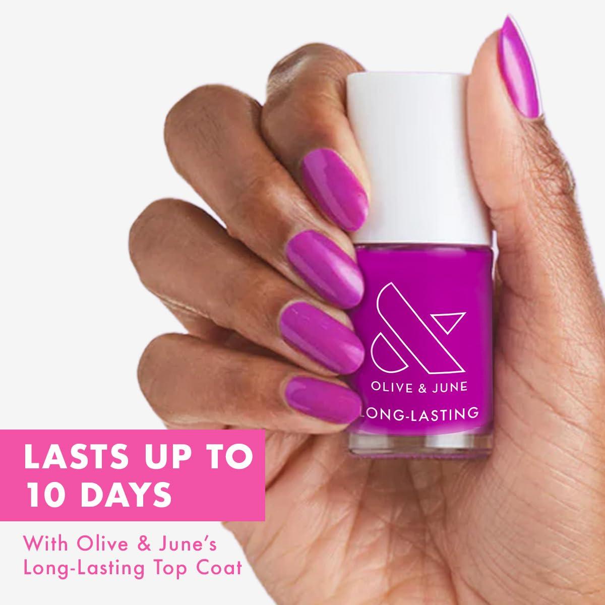 imageOlive ampamp June Long Lasting Nail Polish GelLike Finish No Lamp Needed Lasts up to 10 days SalonQuality Color at Home 15Free Vegan CrueltyFree ChipResistant Shine Social Studies Gunmetal BlueGrape Soda