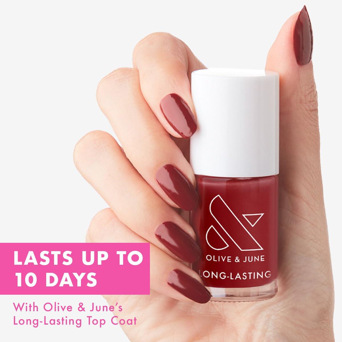 imageOlive ampamp June Long Lasting Nail Polish GelLike Finish No Lamp Needed Lasts up to 10 days SalonQuality Color at Home 15Free Vegan CrueltyFree ChipResistant Shine Social Studies Gunmetal BlueCozy Up