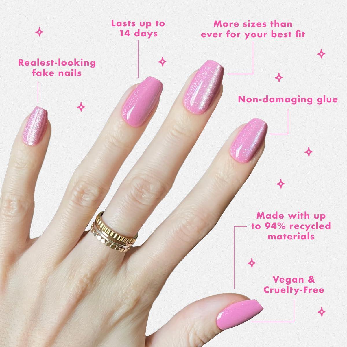 imageOlive ampamp June Mani Maximalist Instant PressOn Nails Glue Medium Stiletto 42 Fake Nails 21 Sizes NonToxic LongLasting Big Bold Gorgeous Realistic Look SalonQuality at Home Sharp FrenchRose Velvet
