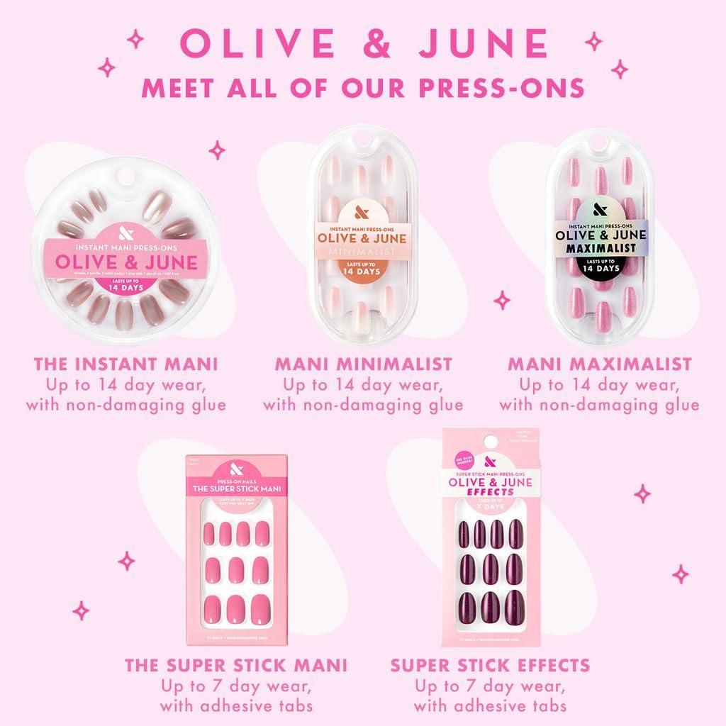 imageOlive ampamp June Mani Minimalist Instant PressOn Nails Glue Medium Oval 42 Fake Nails 21 Sizes NonToxic LongLasting BarelyThere Look SalonQuality at Home Rose Gradient ShimmerRose Syrup Gradient