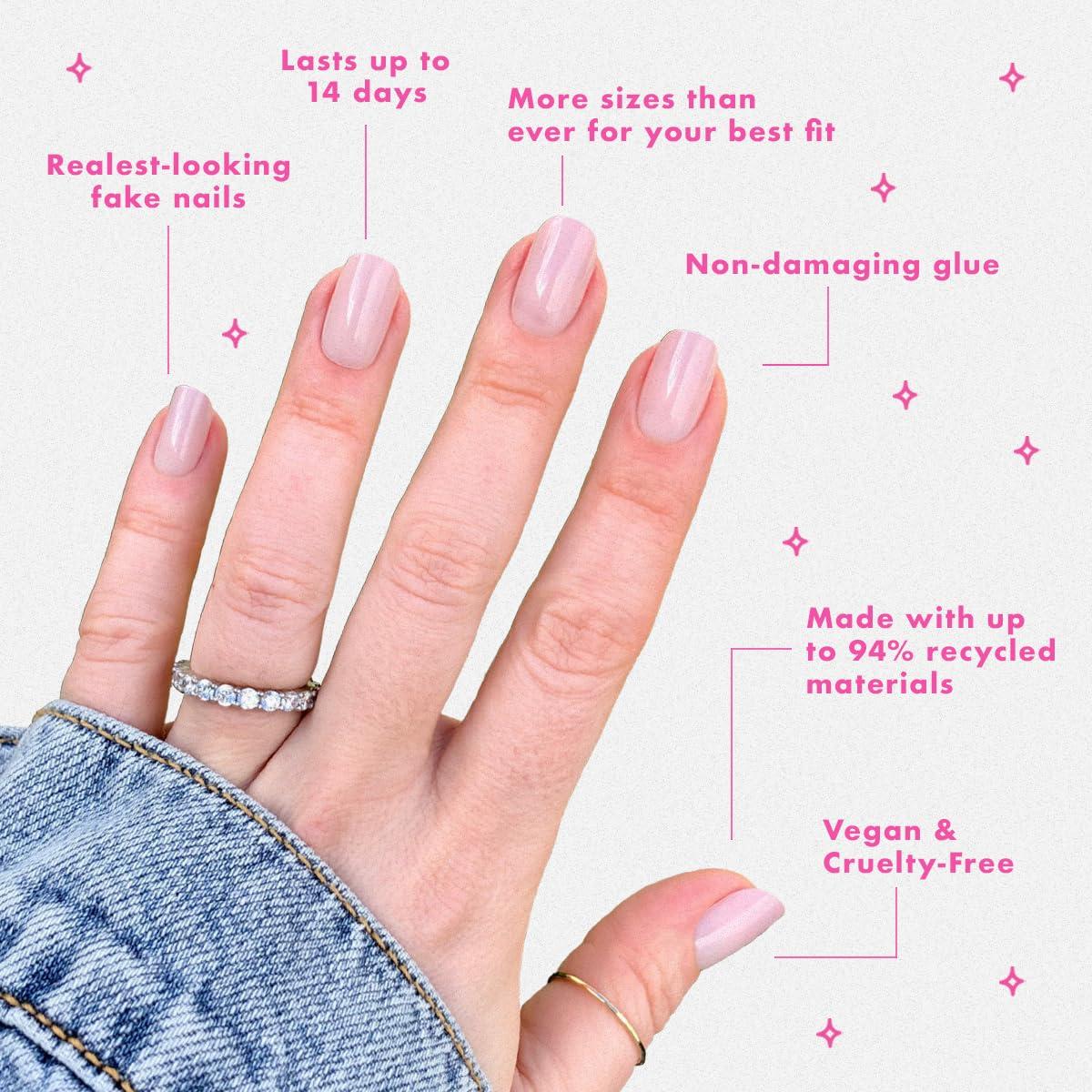 imageOlive ampamp June Mani Minimalist Instant PressOn Nails Glue Medium Oval 42 Fake Nails 21 Sizes NonToxic LongLasting BarelyThere Look SalonQuality at Home Rose Gradient ShimmerCDJ Syrup Gradient