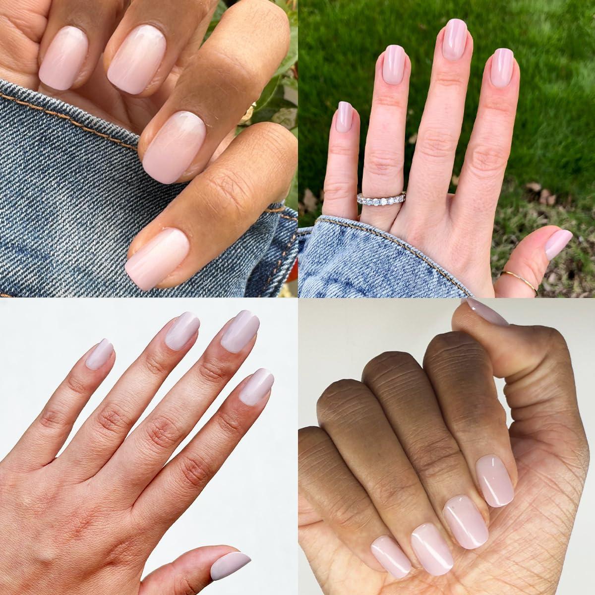 imageOlive ampamp June Mani Minimalist Instant PressOn Nails Glue Medium Oval 42 Fake Nails 21 Sizes NonToxic LongLasting BarelyThere Look SalonQuality at Home Rose Gradient ShimmerCDJ Syrup Gradient