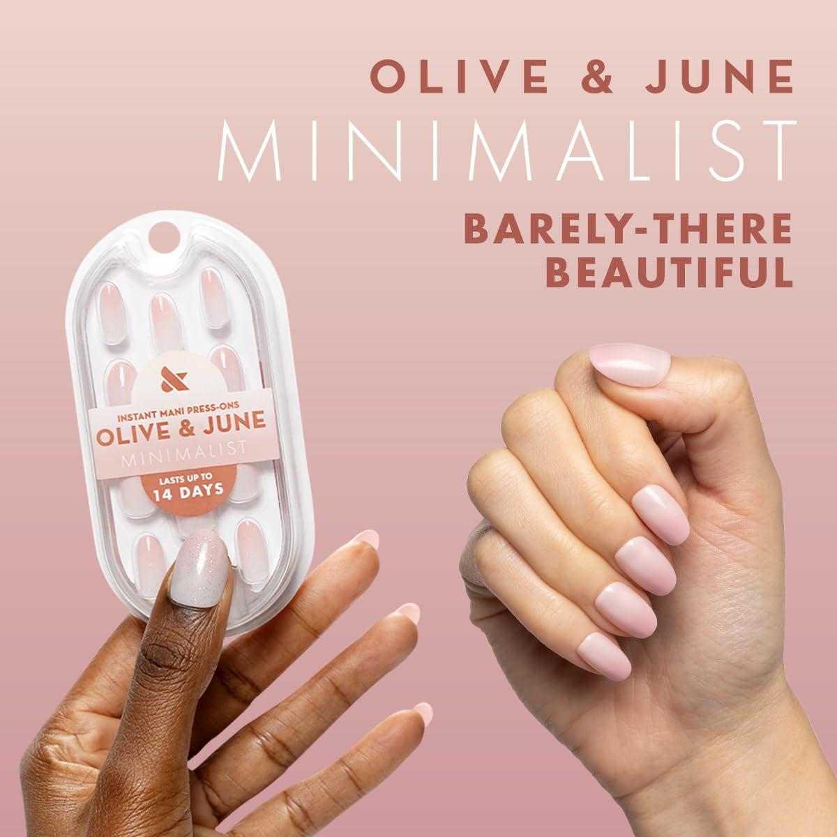 imageOlive ampamp June Mani Minimalist Instant PressOn Nails Glue Medium Oval 42 Fake Nails 21 Sizes NonToxic LongLasting BarelyThere Look SalonQuality at Home Rose Gradient ShimmerTaupe Jelly Chrome