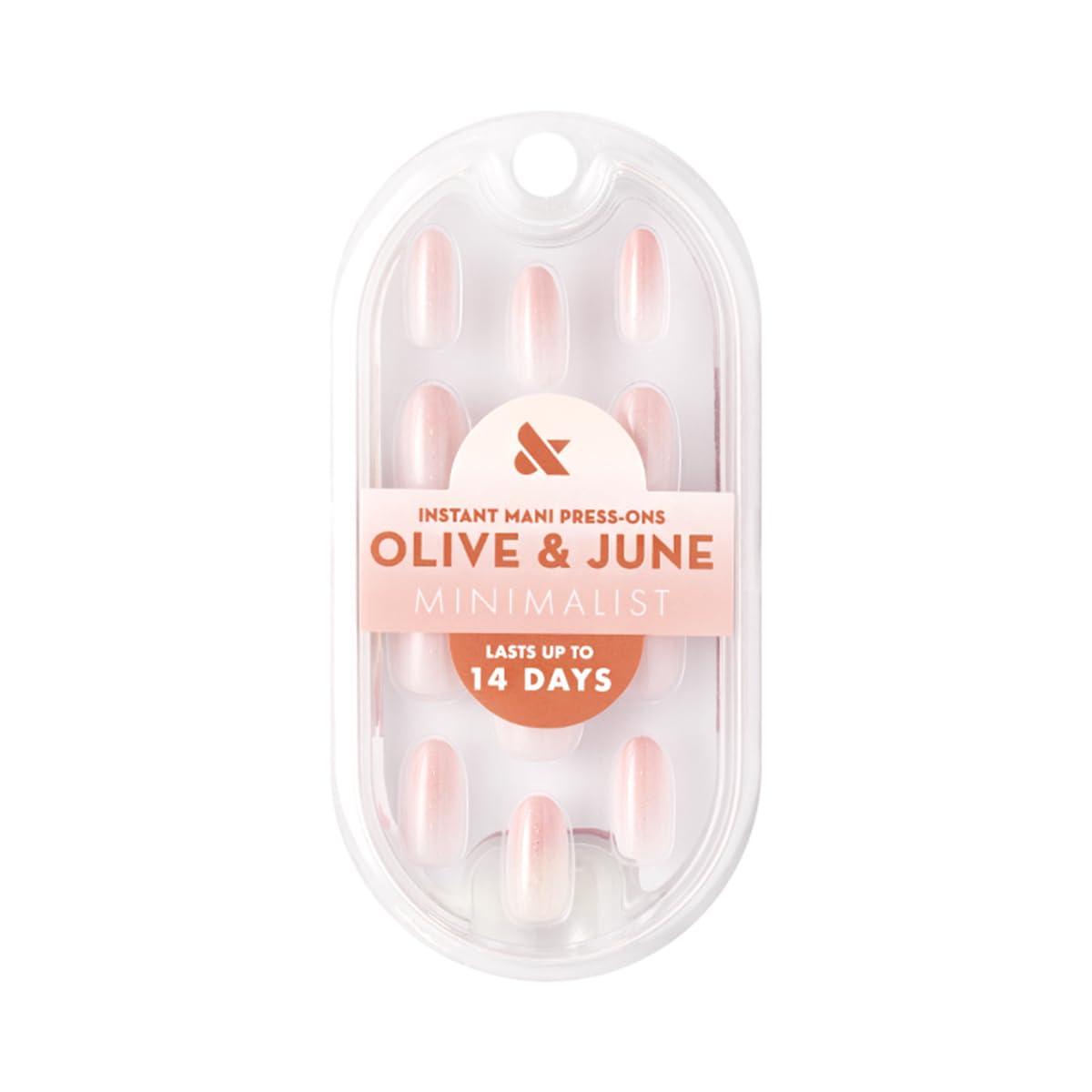 imageOlive ampamp June Mani Minimalist Instant PressOn Nails Glue Medium Oval 42 Fake Nails 21 Sizes NonToxic LongLasting BarelyThere Look SalonQuality at Home Rose Gradient ShimmerRose Gradient Shimmer